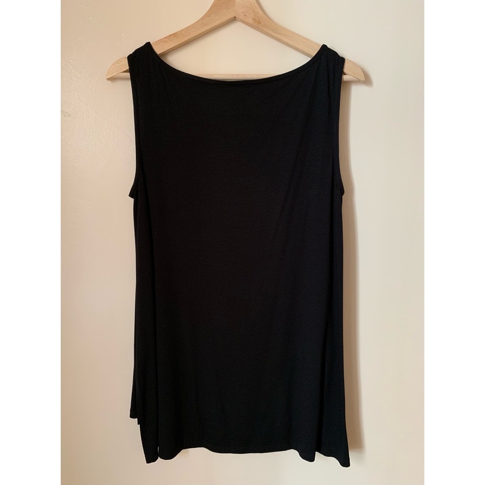 Eileen Fisher S Solid Black Split Sides Black Tan… - image 3